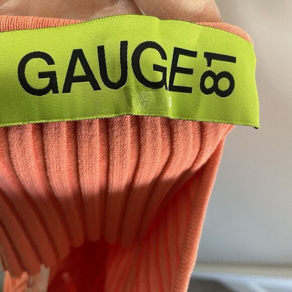 GAUGE81 Moura Plunge Top Women Small Ribbed Knit Halter Orange Viscose Blend - Picture 13 of 15